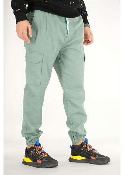 Erkek Mint Kargo Cepli Jogger Pantolon Rahat Kesim Pamuklu Lastikli Paça fiyatları