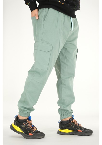Erkek Mint Kargo Cepli Jogger Pantolon Rahat Kesim Pamuklu Lastikli Paça indirimleri
