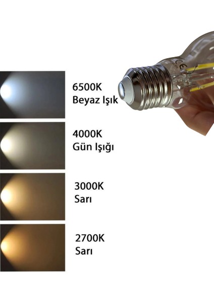 (6 Adet) Heka 6W (51W) 6500K (Beyaz Işık) E27 Duylu (Kalın Duy) LED Şeffaf Ampul indirimleri