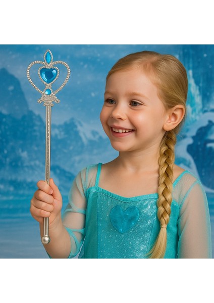 Frozen Elsa Temalı Mavi Kalp Taşlı Sihirli Asa Kız Çocuk Kostüm Aksesuarı - 31 cm modelleri