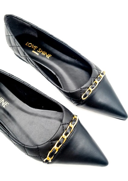 Aloria Kadın Kapitone Zincir Tokalı Babet Modern Detaylı Tasarım