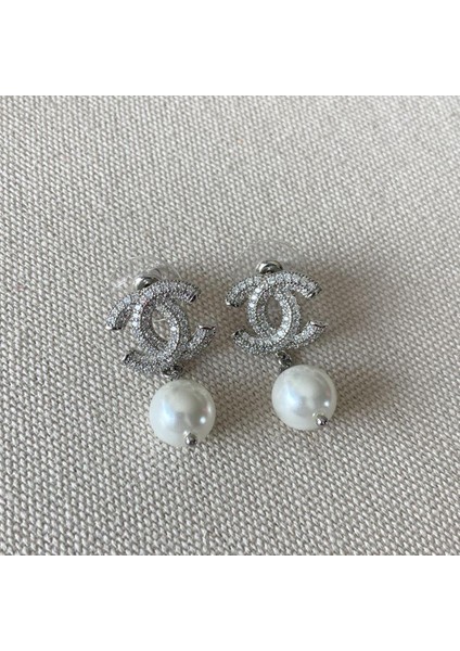 Incili Taşlı Çelik Küpe