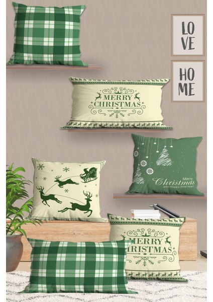 6’li Yılbaşı Desenli, Dikdörtgen, Çift Tarafı Dijital Baskı, Yastık Kılıfı,kırlent Kılıfı, Fermuarlı