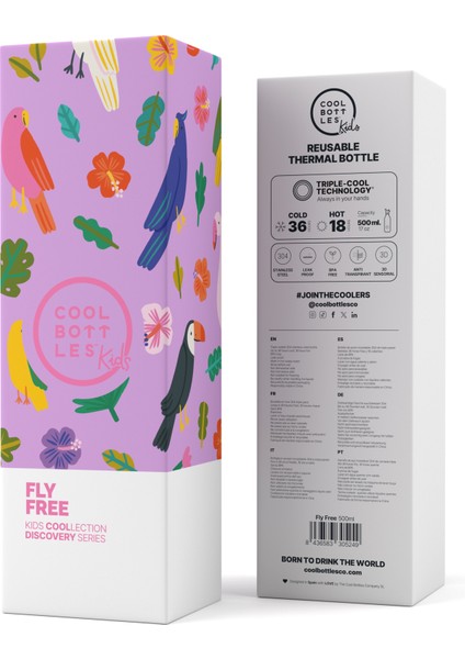 dıscovery Serisi Fly Free Çelik Suluk 500ML - Lila | Çocuklar Için Paslanmaz Çelik Suluk indirimleri
