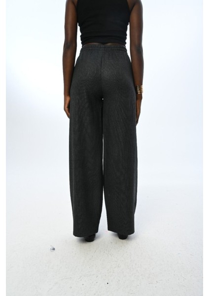 Kadın Beli Lastikli Bol Paça Simli Düz Renk Pantolon fırsatları
