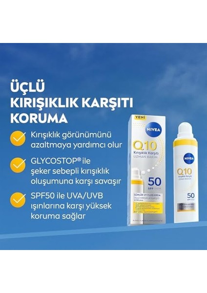 Nıvea SPF50 Q10 Kırışıklık Karşıtı Gündüz Yüz Bakım Kremi 40ML,NEMLENDIRICI,MAKYAJ Bazı,tüm Cilt Tonları fiyatları