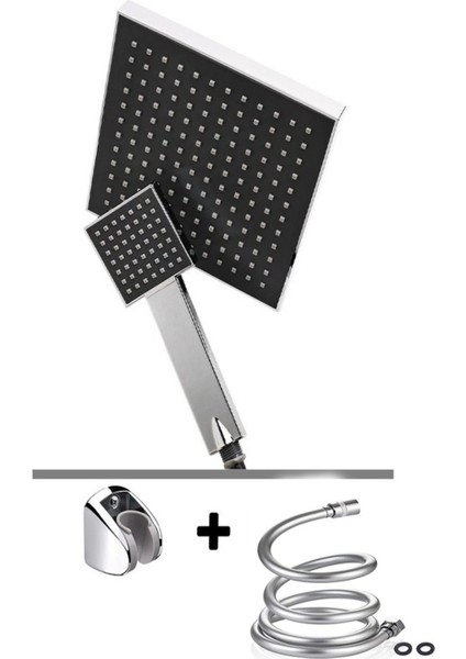 Yağmurlama Duş Seti Tepe Duş Banyo Robotu Patlamaz Gri Hortum 4lü Duş Seti
