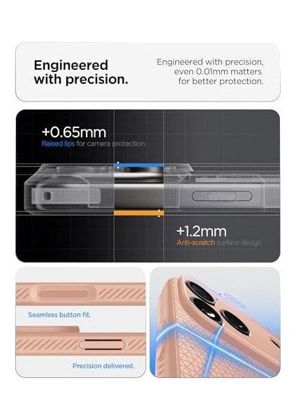 17 Pro Max ile Uyumlu Ince Kılıf Air Hava Kanalı Teknolojisi Askeri Sınıf Koruma Rose Titanium Dokulu Yüzey Kapak - ACS09892 modelleri