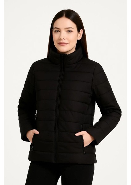 Kadın Bomber Mont Ceket – Su Itici Kumaş, Kapitone Astarlı, Fermuarlı, Kışlık - Siyah modelleri