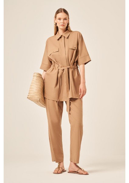 Ftz Kadın Keten Takım Vizon 31196