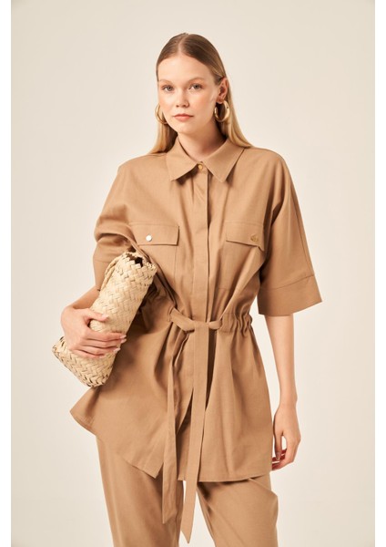 Ftz Kadın Keten Takım Vizon 31196 modelleri