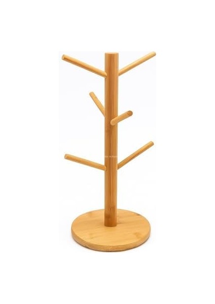 Ahşap Bambu Kupa Askısı 6&apos;lı Mutfak Tezgahı Için Kupa Tutucu Modern Dekoratif Dayanıklı Kurulumlu Organizer (Yuvarlak) modelleri
