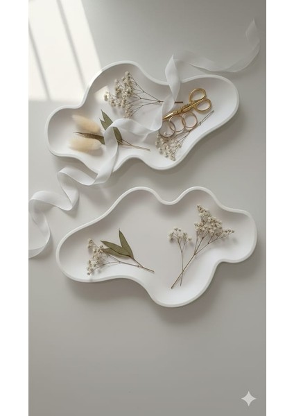 Bulut Formlu Modern Nişan Tepsisi ( 2'li Set ) modelleri