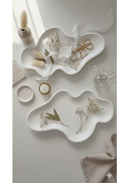 Bulut Formlu Modern Nişan Tepsisi ( 2'li Set ) fırsatları