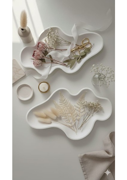 Bulut Formlu Modern Nişan Tepsisi ( 2'li Set ) indirimleri