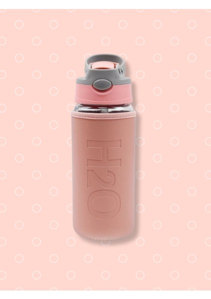 H2O Deri Kılıflı Pipetli Cam Matara 500 ml