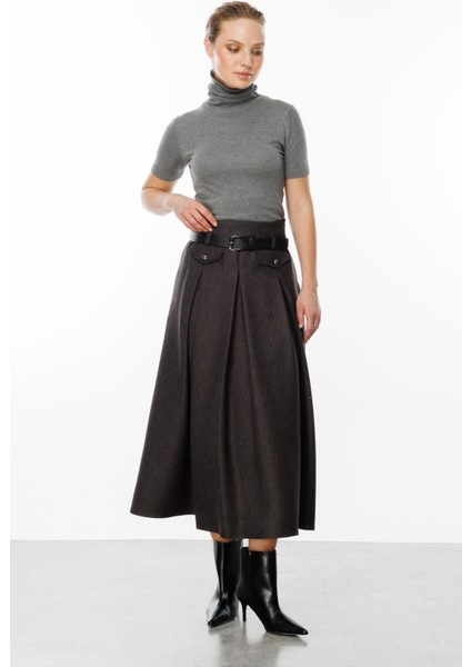 Kalın Pileli Uzun Etek-Antrasit modelleri