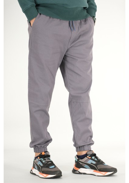 Erkek Füme Jogger Pantolon Rahat Kesim Pamuklu Lastikli Paça Ipli fiyatları