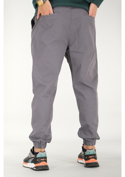 Erkek Füme Jogger Pantolon Rahat Kesim Pamuklu Lastikli Paça Ipli indirimleri