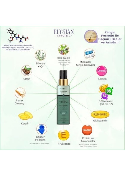 Elysian Essence Biberiye & Çay Ağacı Sıvı Saç Kremi – Durulanmayan, Saç Dökülmesine Karşı, Hızlı Uzama Etkili Bakım Spreyi 150 ml fiyatları