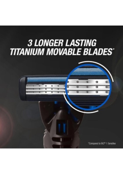 Hybrid 3 Flex Erkek Tıraş Bıçağı 1 Sap ve 4 Yedek Başlık (3 Bıçak), 3 Nano Teknolojik Titanyum Bıçak, E Vitamini ile Zenginleştirilmiş Geniş Kayganlaştırıcı Bant indirimleri