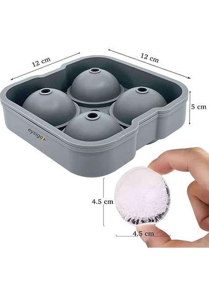 Chef Eysigo Büyük Boy Silikon 4 Bölmeli Top Buz Kalıbı, Sarı Gri (Gri) fiyatları