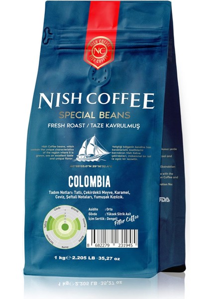 Nish Filtre Kahve Colombia- 1 Kg- Çekirdek fiyatları