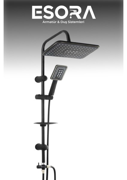 Siyah Robot Duş Seti , Siyah Köşe Borulu Eviye , Lavabo , Banyo Bataryası 4’lü Set fiyatları