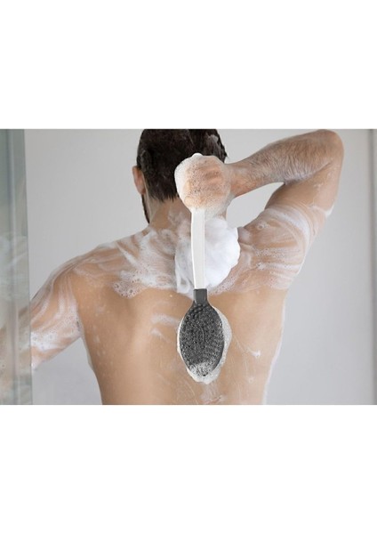 Seahome Çift Taraflı Banyo Duş Vücut Fırçası Yumuşak Uzun Saplı Sırt Kese Masaj Fırçası Antrasit Renk BNYSTISGSTORE48