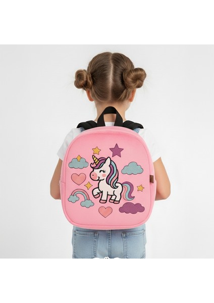 Kreş Anaokulu Çocuk Çantası Nakışlı Unicorn Hediyelik Geniş Yumuşacık Kreş - Anaokulu Çantası