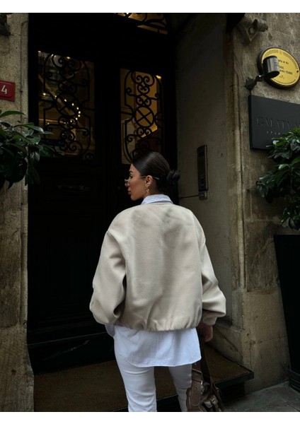 Kaşe Kaşmir Fermuarlı Ceket - Bej fırsatları