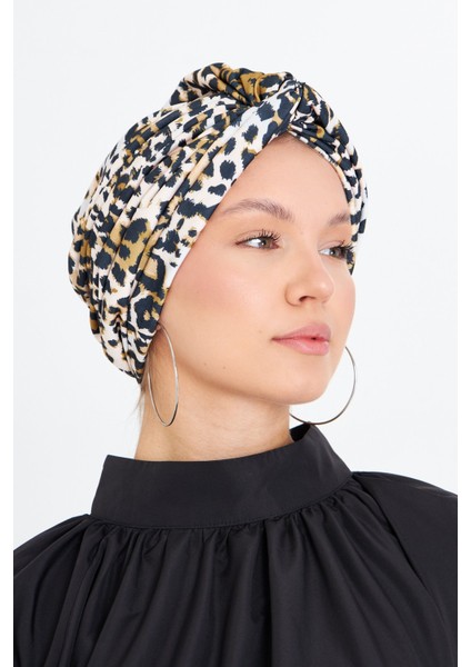 Gold Çapraz Büzgülü Tesettür Bone Sandy Leopar Desen 2511_03 fiyatları