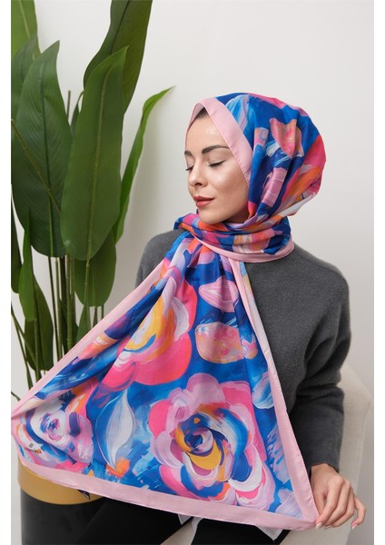 Floral Akrilik Desenli Dijital Soft Şal