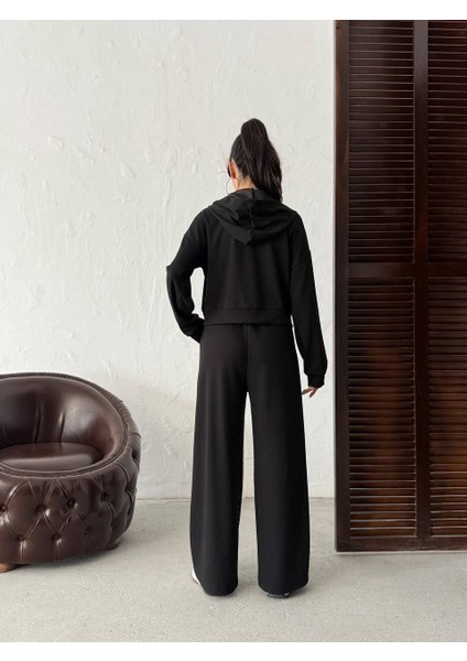 Taş Işlemeli Kapüşonlu Fermuarlı Boru Paça Kadın Eşofman Takımı fiyatları