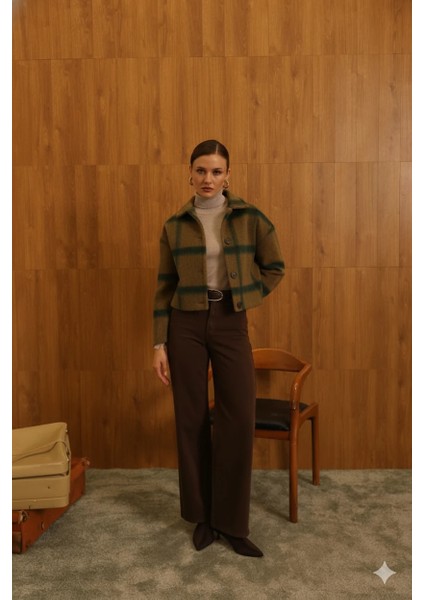 Kadın Çizgili Örme Triko Hırka Ceket Düğmeli Kışlık Kalın Badi Ceket