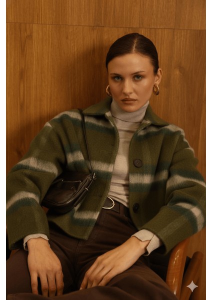 Kadın Çizgili Örme Triko Hırka Ceket Düğmeli Kışlık Kalın Badi Ceket fırsatları