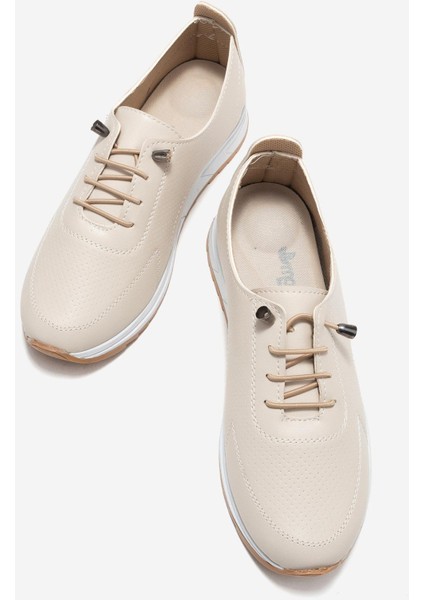 Kum Baskılı Yumuşak Tabanlı Kadın Ayakkabı Bej Cilt indirimleri