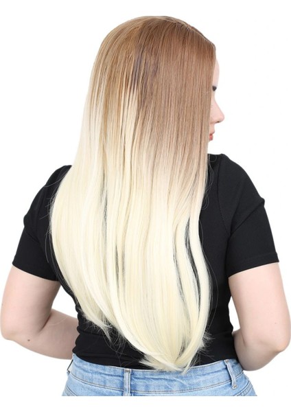 Fiber Sentetik Uzun Düz Peruk - Balköpüğü / Platin Ombreli fiyatları