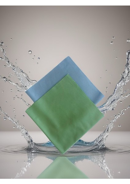 Aliva's Premium Mikrofiber Cam ve Ayna Bezi- Mavi ve Yeşil Renk 2ADET