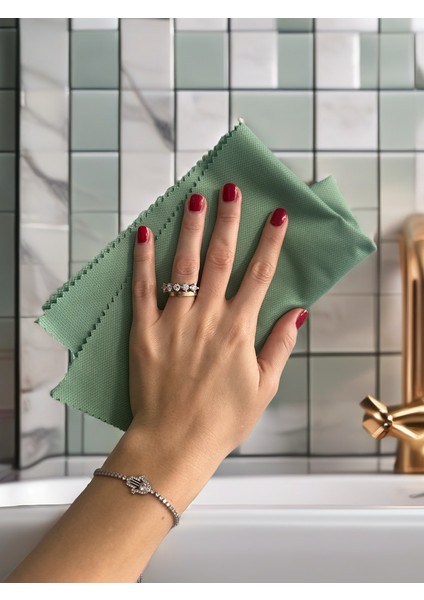 Aliva's Premium Mikrofiber Cam ve Ayna Bezi- Mavi ve Yeşil Renk 2ADET