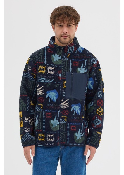 Erkek Baskılı Suni Yün Sherpa Lacivert Ceket fırsatları