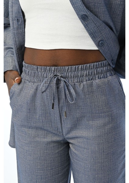 Kadın Beli Lastikli Rahat Kalıp Lacivert Pantolon fiyatları