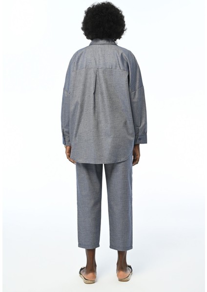 Kadın Beli Lastikli Rahat Kalıp Lacivert Pantolon modelleri