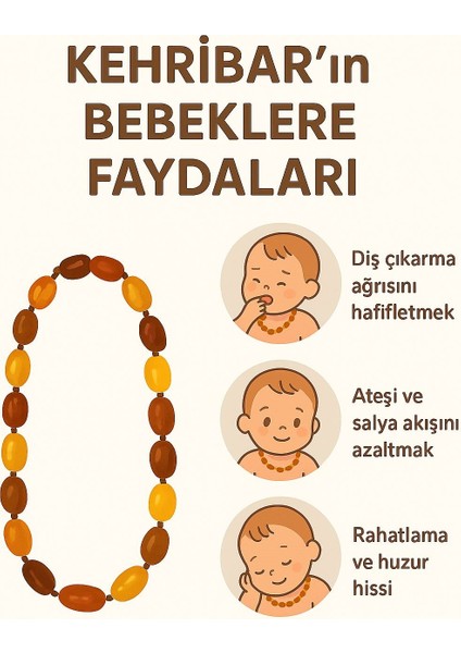 Kehribar Bebek Diş Kolyesi 33 cm TKY0412