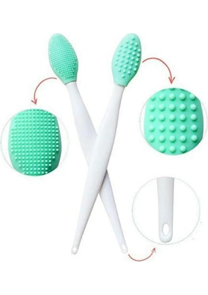4 Adet Yüz Temizleme ve Siyah Nokta Fırçası, Siyah Nokta Temizleme, Çift Taraflı, Silikon Başlıklı, Çilek Görünümü Giderme Mavi,