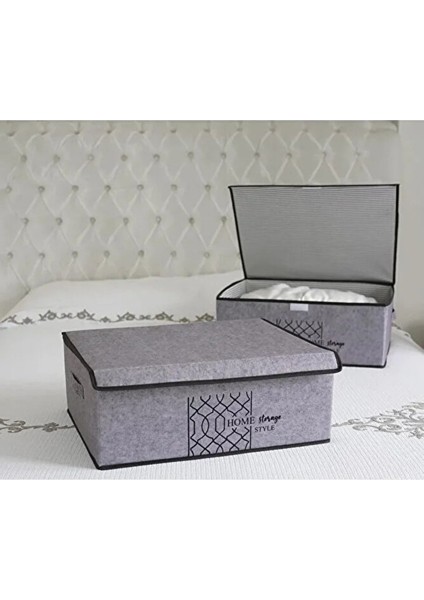 1 Adet Keçe Kapaklı Kutu -Baza Altı Düzenleyici- Organizer 50X40X19 cm indirimleri
