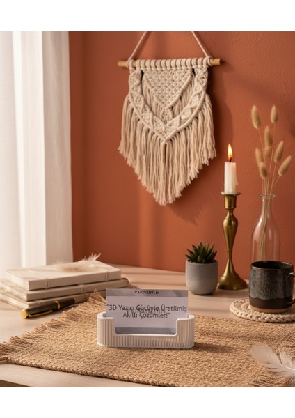 3D Baskı Kartvizit Standı Beyaz Masaüstü Şık Ofis Organizer Kartlık Kart Tutucu Aparat