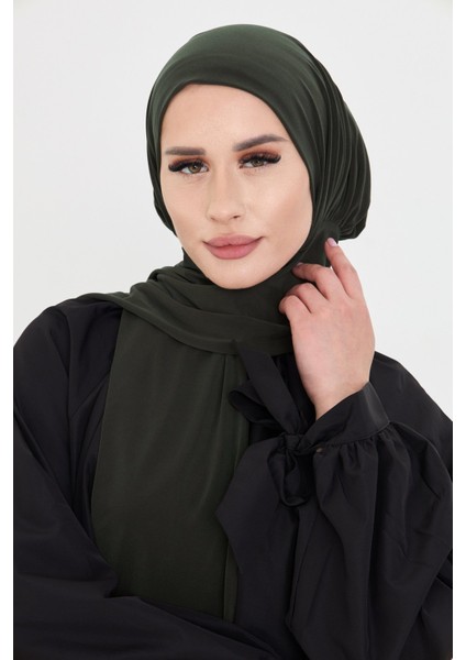 Haki Pratik Hazır Geçmeli Tesettür Bone Sandy Boyunluklu Çıtçıtlı 2505_09