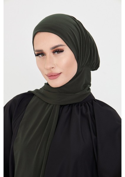 Haki Pratik Hazır Geçmeli Tesettür Bone Sandy Boyunluklu Çıtçıtlı 2505_09