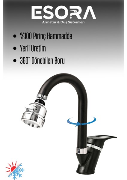 Siyah Krom Baston Lavabo Bataryası Filtreli Oynar Başlıklı Banyo Musluğu Çeşmesi Çift Su Girişli fiyatları